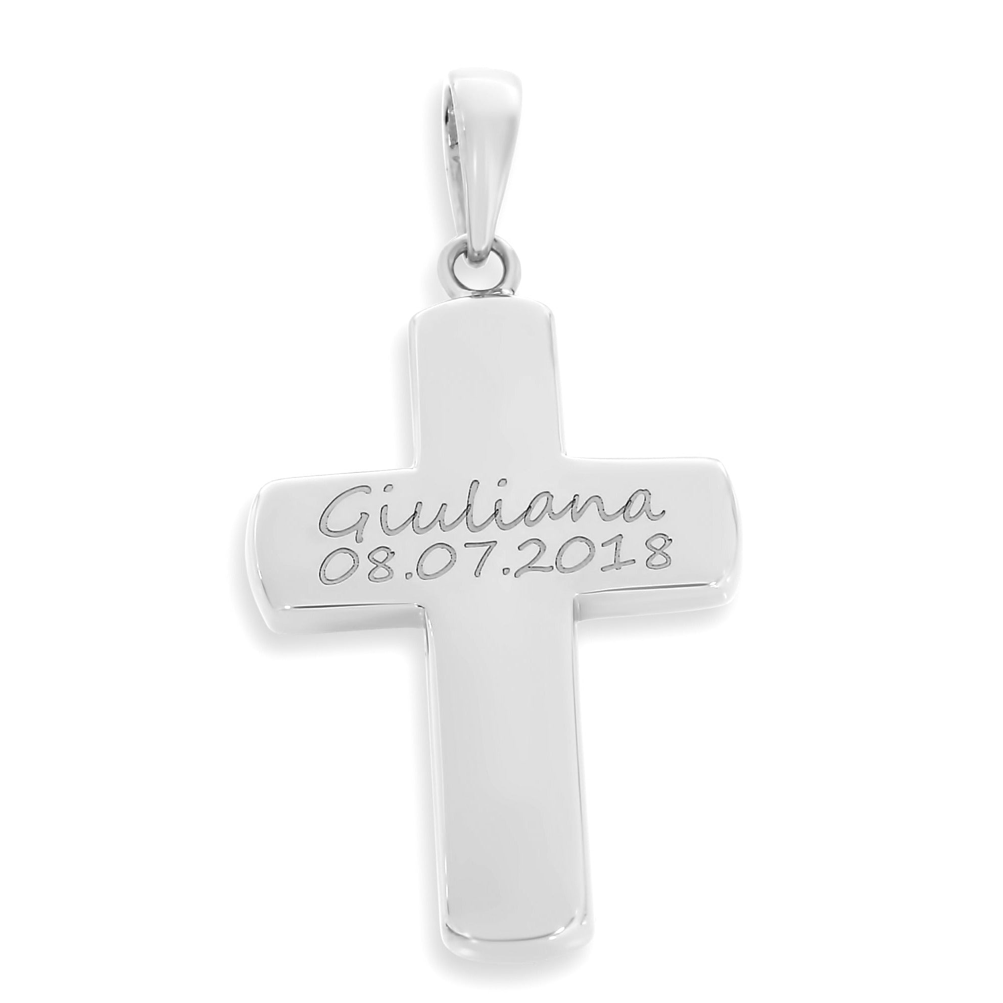 TAUFMEDAILLON, GRAVUR, GESCHENK ZUR TAUFE, GEBURTSSTEIN, KREUZ, 925 SILBER