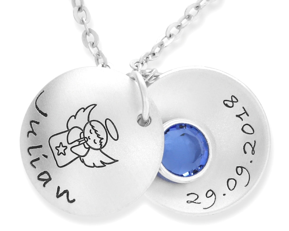 TAUFMEDAILLON MIT GRAVUR TAUFKETTE MIT ENGEL TAUFSCHMUCK 925 SILBER JUNGE