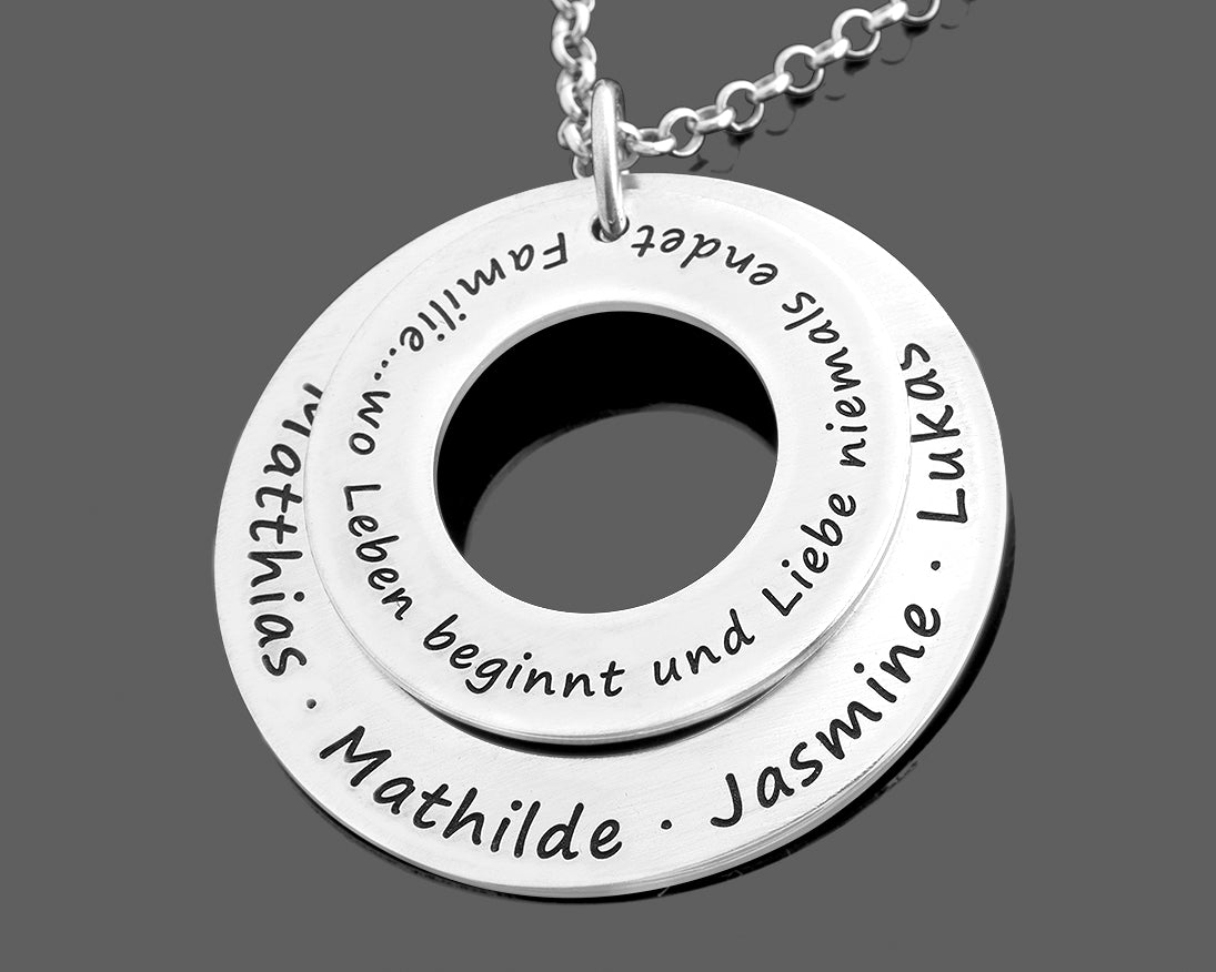 FAMILIENKETTE MIT NAMEN, SILBERSCHMUCK ONLINE, GESCHENK FÜR MAMA Galwani