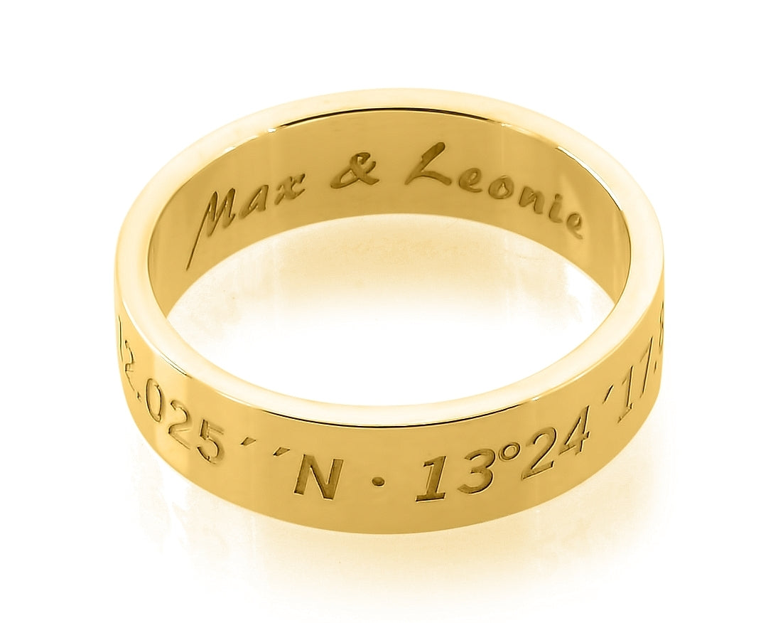 Personalisiert Geburtsstein Ring - Edelstahl/18k Vergoldet, Mit Namensgravur