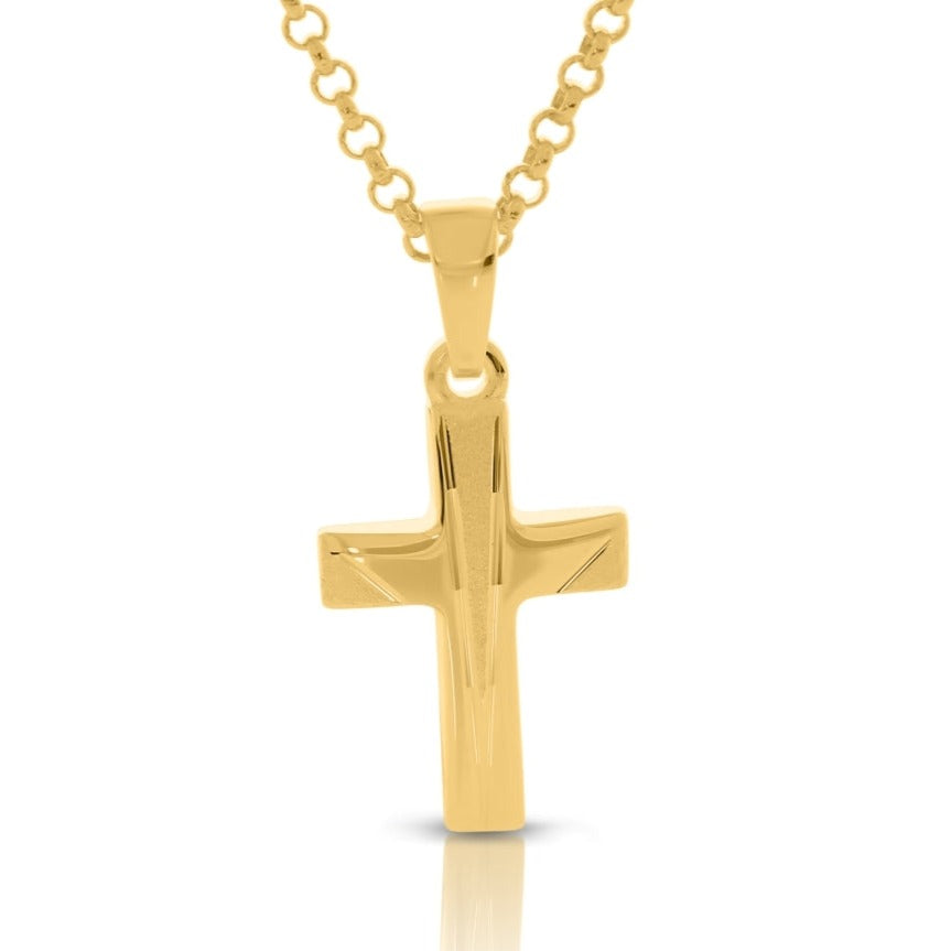 Taufkreuz mit Gravur Kette Kreuz Anhänger vergoldet