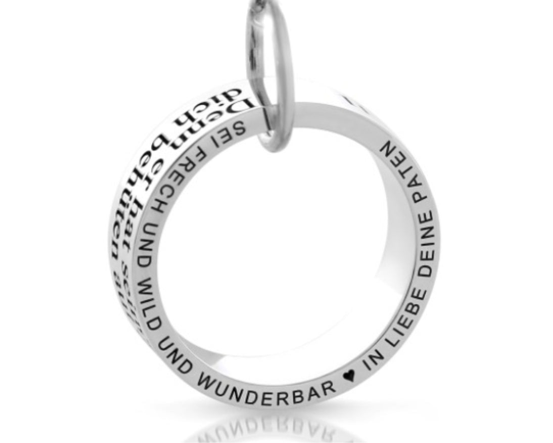 Silber Ring Anhänger aus 925 Sterling Silber mit Gravur Wunschtext besondere Geschenkidee