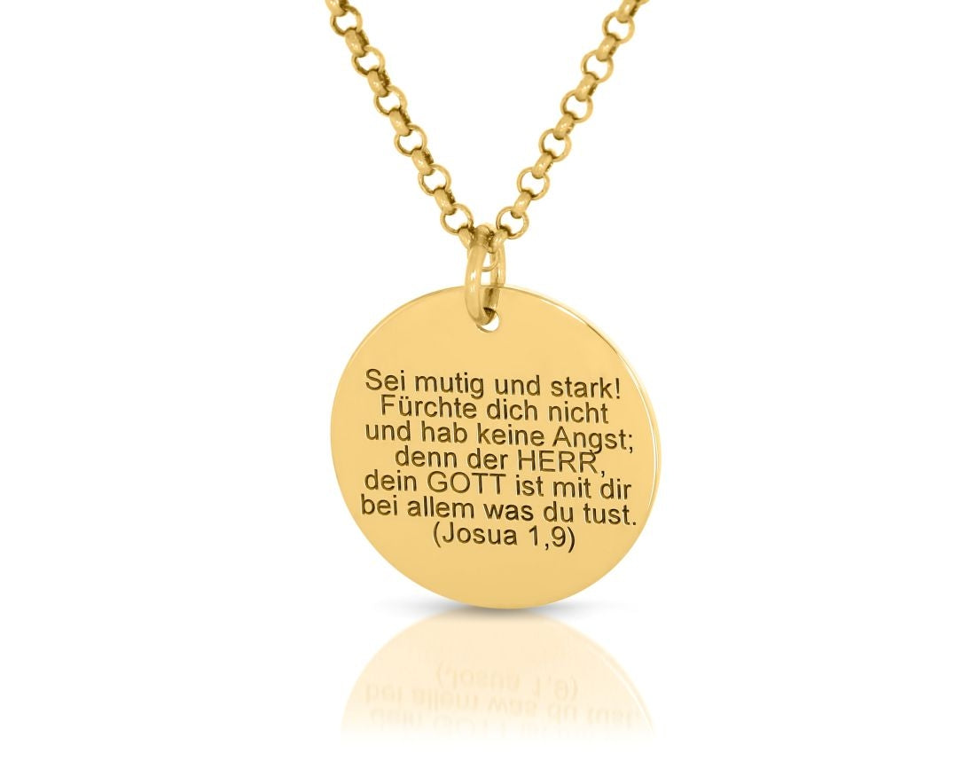 Never Say Never Medaille Mit Kette – 18k Gold, 3x1, 45 Cm, Für Kommunion & Besondere Tage